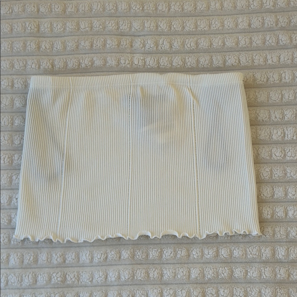 Elegant Cream Ribbed Tube Top
